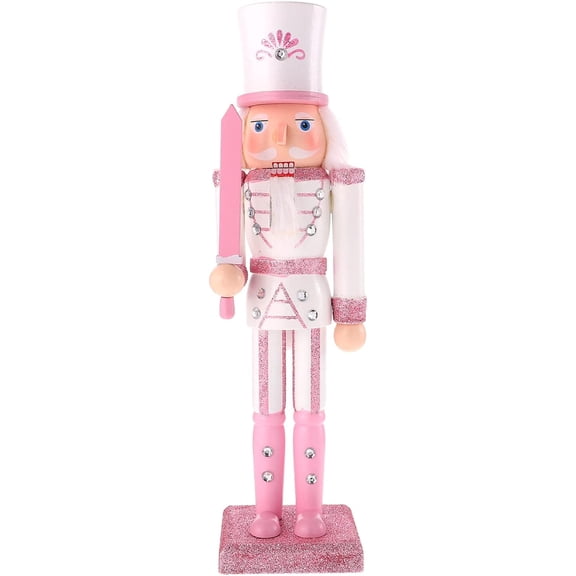 Pink Nutcracker Figure Christmas Decoration - 12 Inch Glitter Soldier for Festival Party Xmas Gifts (Swordsmen)
