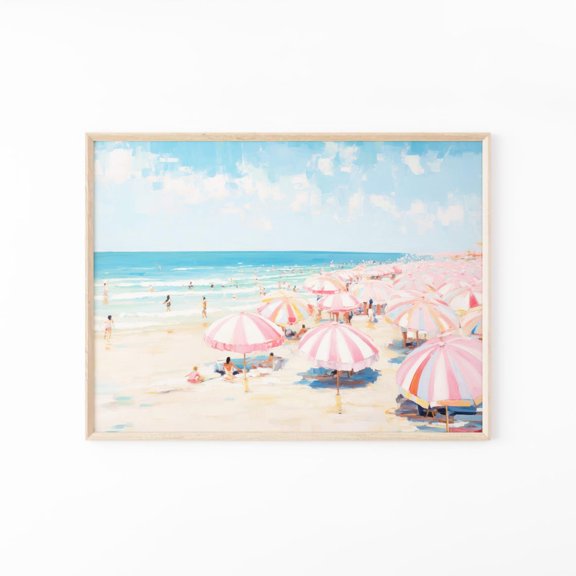 Pink Ocean Abstract Coastal Wall Art Print, Unframed Paper Poster 24x36in