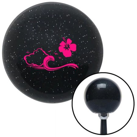 Pink Ocean Waves with Flower Black Metal Flake Shift Knob with M16 x 1.5 Insert Auto