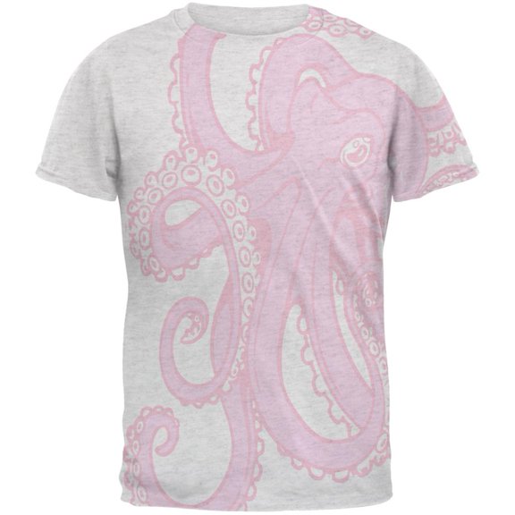 Pink Octopus Ink Mens T Shirt Heather White 2XL