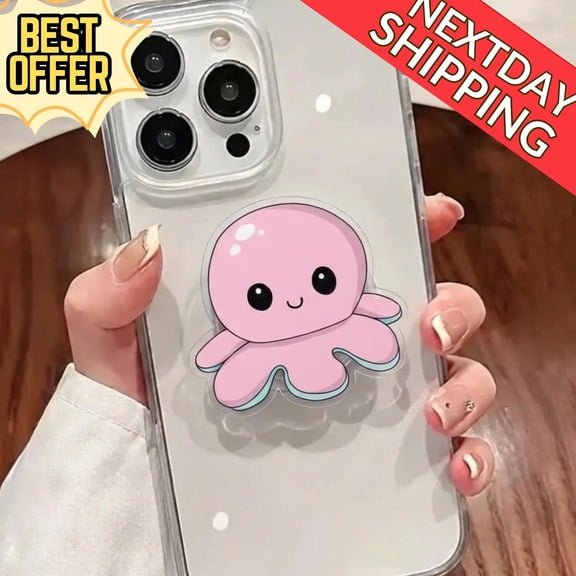 Pink Octopus MagSafe Phone Grip  Kawaii Octopus Phone Grip, Cute Magnetic Griptok Adorable Pink Accessory, Gift for Kids & Teens