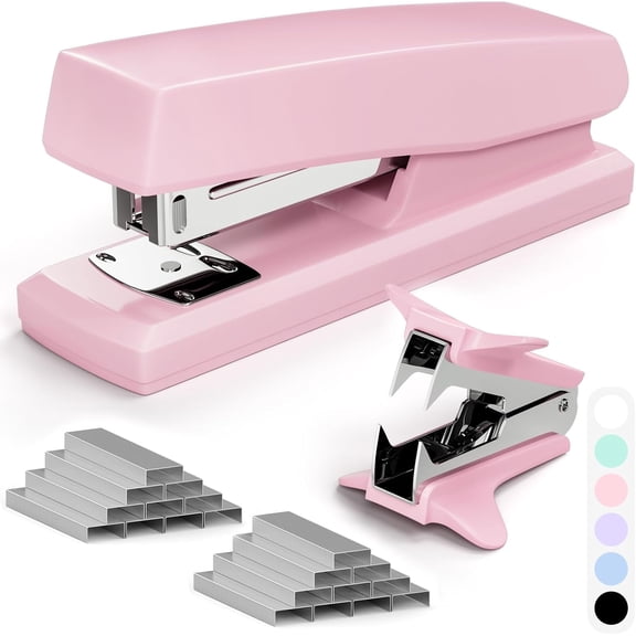 Pink Office Stapler, 25 Sheet Capacity with 2000 Staples and Staple Remover, Desktop Stapler,Pink Supplies for Students Clerks