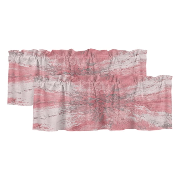 Pink Ombre 2 Panels Kitchen Valance, Abstract Blush Pink Grunge Splatter Style Industrial Curtains Valances for Small Windows Rod Pocket Window Treatments for Living Room Bedroom 42" W x 12" L