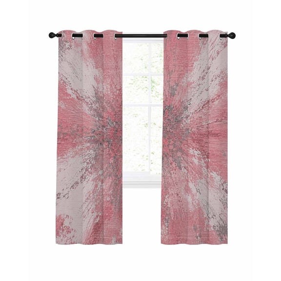 Pink Ombre Blackout Curtains for Bedroom Living Room, Abstract Blush Pink Grunge Splatter Style Industrial 45 In Long Thermal Insulated Room Darkening Drapes Grommet Window Treatments, 42 x 45 In