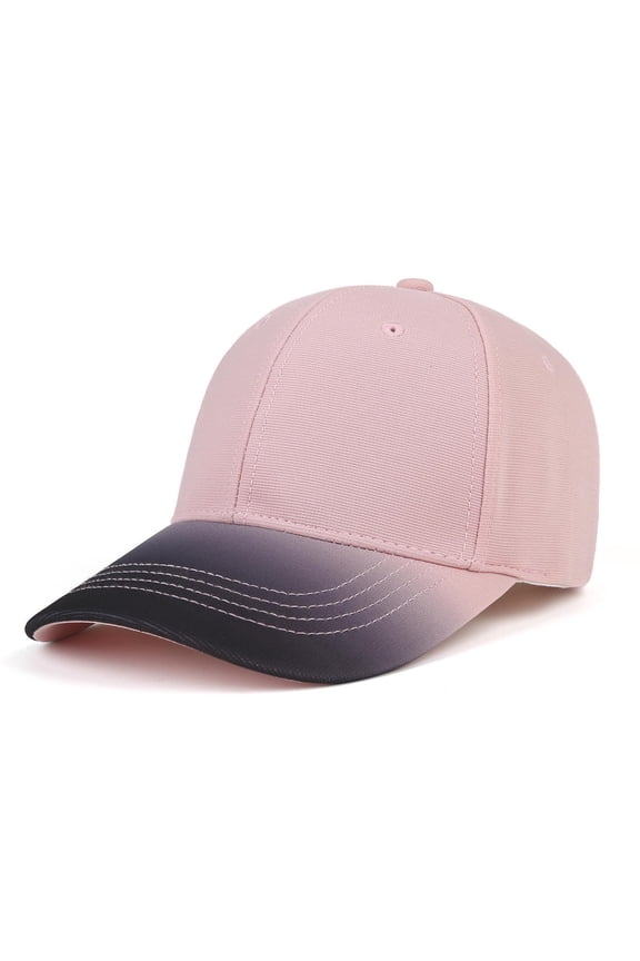 Pink Ombre Brim Baseball Cap Gradient Two Tone Structured Adjustable Curved Hat Unisex for Women Men,Size M