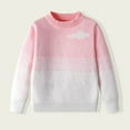 thumbnail image 1 of Pink Ombre Cloud Print Knitted Cotton Sweater - Soft Breathable Crew Neck Big Girls' Sweater (12 Years), Everyday Wear for School & Casual Outings, 1 of 4