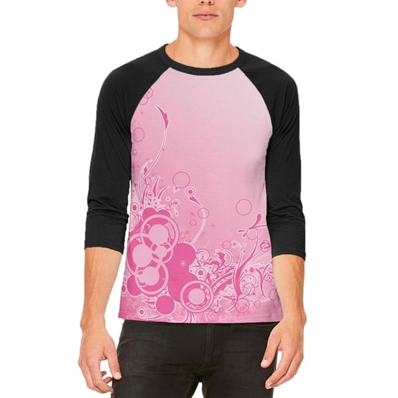 Pink Ombre Day Dream Mens Raglan T Shirt White-Black X-LG