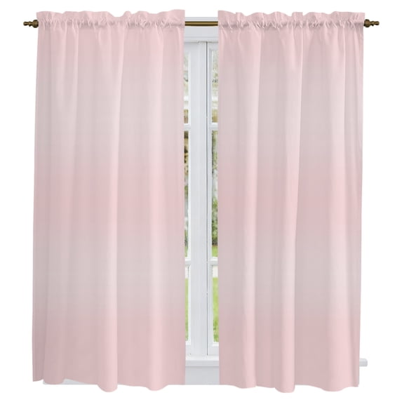 Pink Ombre Kitchen Curtains 63 Inch Length, Farmhouse Pink Gradient Color Aesthetic Tiers Curtains for Living Room Berdoom Bathroom, Light Filtering Drapes Window Treatment 2 Panels 42"Wx63"L