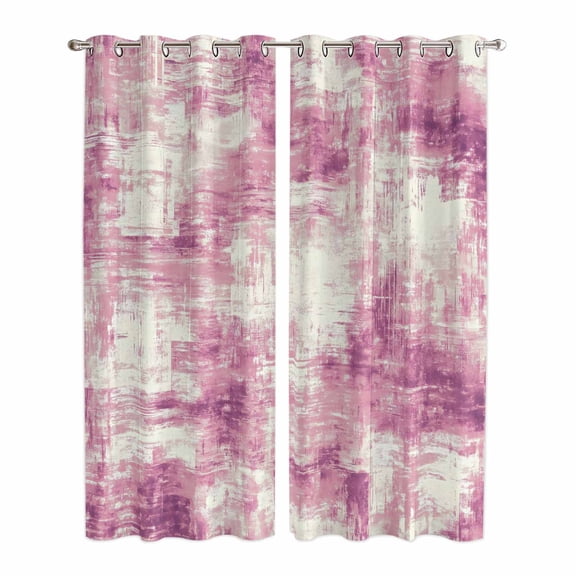 Pink Ombre Kitchen Curtains Window Panels, Gradient Abstract Art Vintage Insulated Window Treatment Curtain, Grommet Curtains for Bedroom/Living Room/Bathroom, 2 Piece 42"Wx84"L