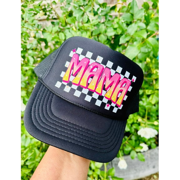 Southern Attitude Designs Pink Ombre Mama Black Unisex Foam Trucker Hat