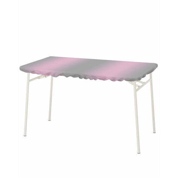Pink Ombre Rectangle Tablecloth, Waterproof Elastic Fitted Table Covers for 8 Foot Tables, 32x96inch Decorative Tablecloths for Picnic, Camping, Indoor, Outdoor, Grey Modern Art Farmhouse