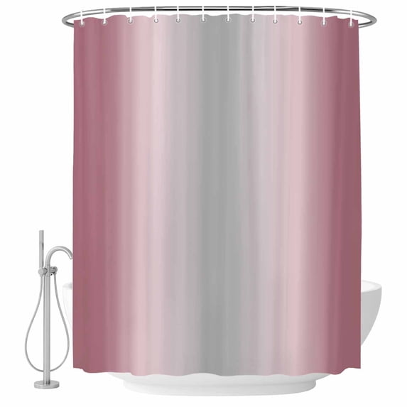 Pink Ombre Shower Curtain Set - 48" x 72" Washable Bathtub Curtain with 12 Hooks, Modern Grey Gradient Farmhouse Art Waterproof Fabric Stall Shower Curtains for Bathroom/Bathtub Décor
