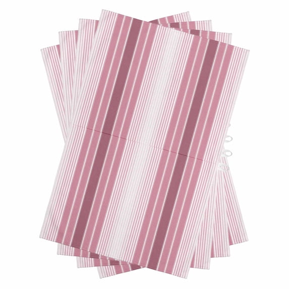 Pink Ombre Stripe Kitchen Towels Set of 4, Water Absorbent Dish Towel, Farmhouse Simple Striped Decorative Hand Towels - Quick Drying Cloth for Cooking Baking, 18x28 Inch