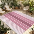 thumbnail image 1 of Pink Ombre Stripe Outdoor Rug 6x9 Ft - Reversible Patio Rug Outdoor Camping Rugs, Farmhouse Striped Gradient Washable Indoor Outdoor Area Rugs, Non-Slip Outdoor Carpet Runner for Deck/Porch, 1 of 8