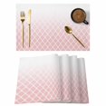 thumbnail image 1 of Pink Ombre Stripe Placemats Set of 4, Modern Abstract Art Gradient Striped Placemats for Dining Table, Place Mats for Kitchen Tabletop, Waterproof Wipeable Dining Table Mats Set, 1 of 9