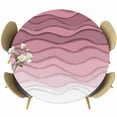 thumbnail image 1 of Pink Ombre Stripes Round Tablecloth 55-60 Inch Round Fitted Table Cloth with Elastic Edge, Modern Roman Abstract Waves Art Waterproof Table Cover Protector for Outdoor Picnic Party Dining, 1 of 6