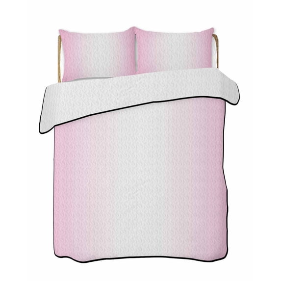 Pink Ombre Summer Quilt Set Twin XL Size,Soft Microfiber Quilted Bedding Set with 2 Pillow Shams,Pink White Gradient Modern Abstract Art Lightweight All Season Bedspread Coverlet for Bedroom 68"x98"
