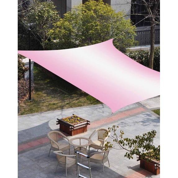 Pink Ombre Sun Shade Sail 14'x18' Rectangle Outdoor Shade Canopy, Pink White Gradient Modern Abstract Art Porch Shades Outdoor Sun Blocking Screen, Sunshade Cloth Covers for Patio/Deck/Garden