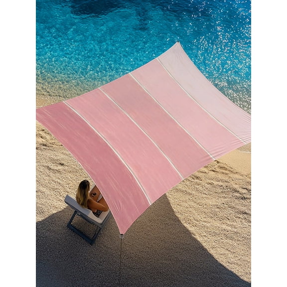 Pink Ombre Sun Shade Sail 8' x 10', Pastel Pink Wood Grain Stripes Rustic Country Romantic Rectangle Outdoor Sunshade Canopy, Waterproof UV Block Patio Covers for Garden Yard Beach