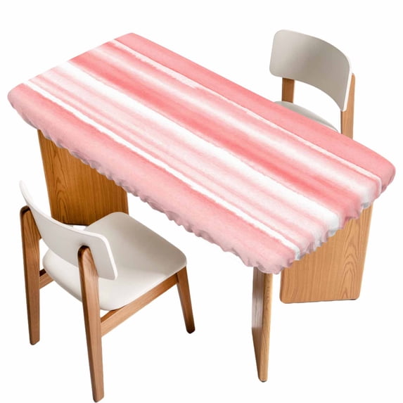 Pink Ombre Table Cloths for 4 Foot Rectangle Tables, Modern Abstract Art Farmhouse Patio Waterproof Elastic Fitted Tablecloths, Washable Rectangular Table Cover for Camping