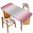 thumbnail image 1 of Pink Ombre Table Cloths for 5 Foot Rectangle Tables, Modern Grey Gradient Farmhouse Art Patio Waterproof Elastic Fitted Tablecloths, Washable Rectangular Table Cover for Camping, 1 of 8