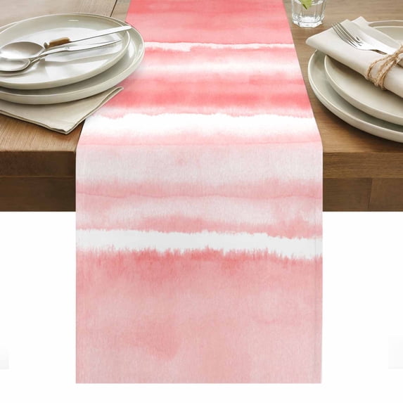 Pink Ombre Table Runner - 48 Inch Long, Kitchen Dining Table Runner Dresser Scarves, Modern Abstract Art Farmhouse Farmhouse Decor for Coffee Tables Wedding Party Banquet