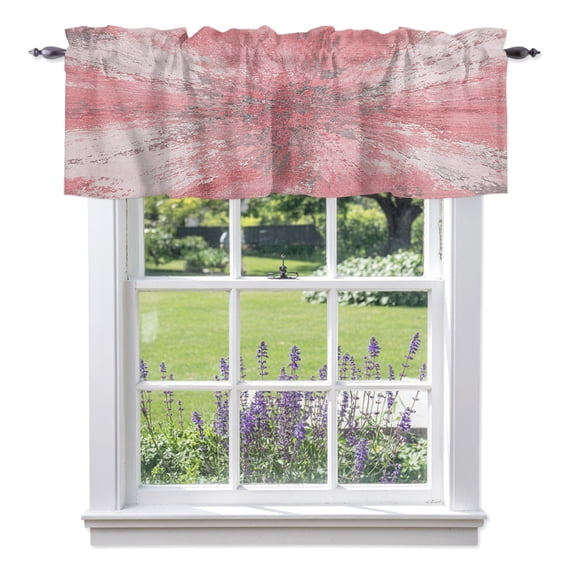 Pink Ombre Valances for Windows, Abstract Blush Pink Grunge Splatter Style Industrial Rod Pocket Short Window Valance Curtains Holiday Window Treatment for Kitchen Living Room Bathroom 54" x 18"