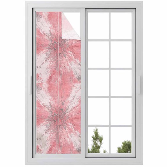 Pink Ombre Window Privacy Film Abstract Blush Pink Grunge Splatter Style Industrial Decorative Glass Window Film UV Blocking Static Cling Sticker Covering for Home Door 23.6 x 78.7 inches
