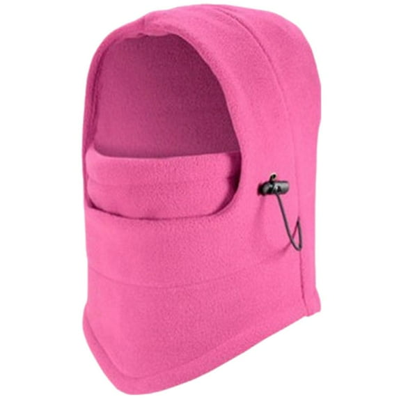 Pink One-Size Outdoor Cycling Windproof Hat Fleece Head Cover Earmuffs Mask Thick Warm Polar Fleece Wind And Snow Hat