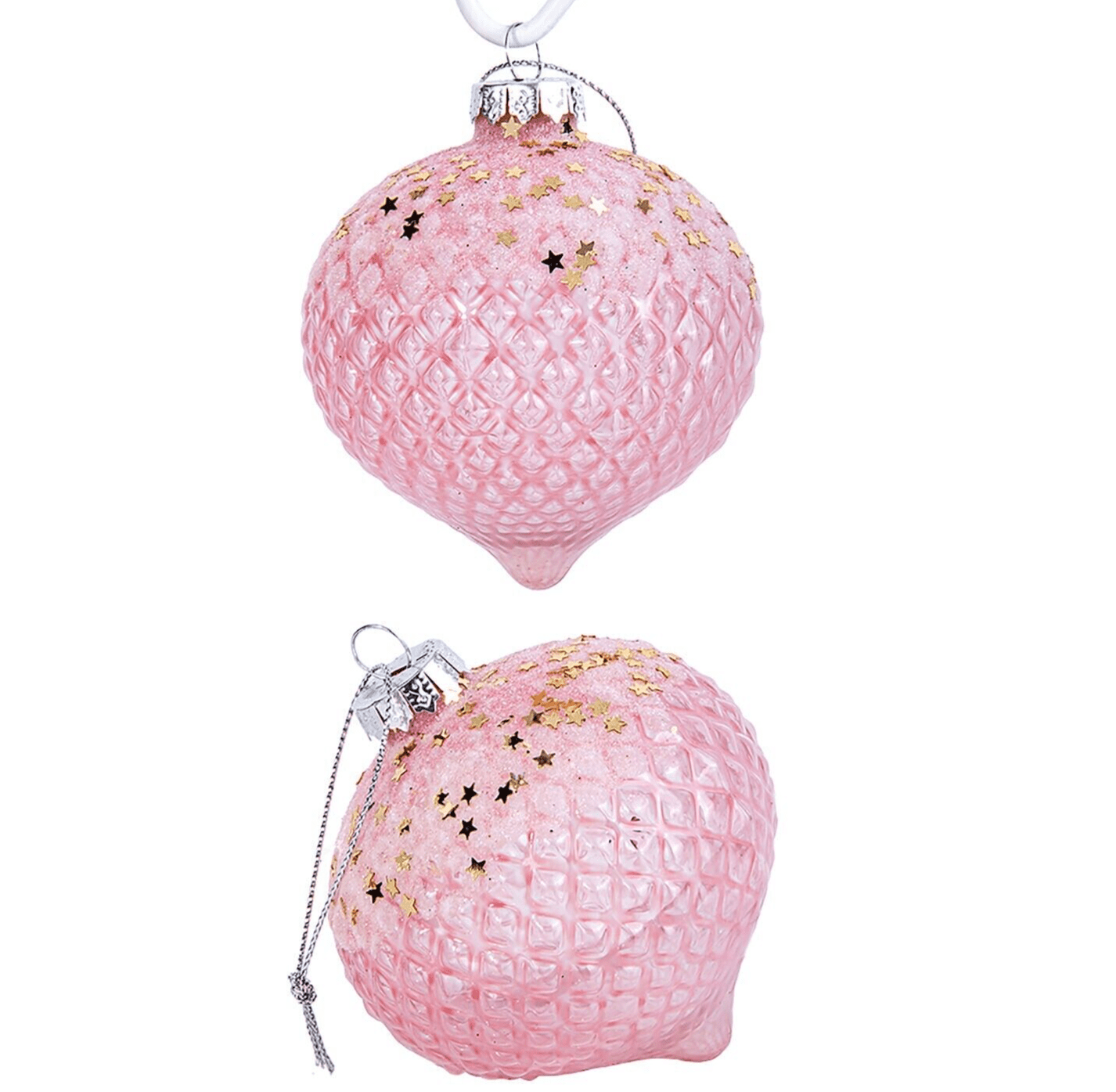 Pink Onion Ornaments, Glass Ornaments, Christmas Tree Decor 3.15" Set Of 2 - Walmart.com