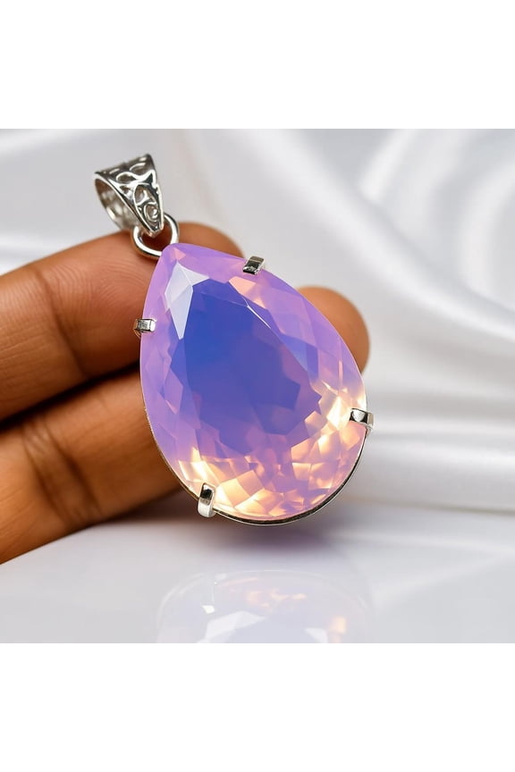 Pink Opal 105.5 Carat Oval Cut Handmade Pendant Crafted in 925 Sterling Silver
