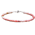 thumbnail image 1 of Pink Opal 3mm Round Shape Smooth Cut Beads 7 inch Silver Plated Clasp Bracelet for men, women, unisex. Link Chain Stacking Bracelet.|LINK_05473, 1 of 4