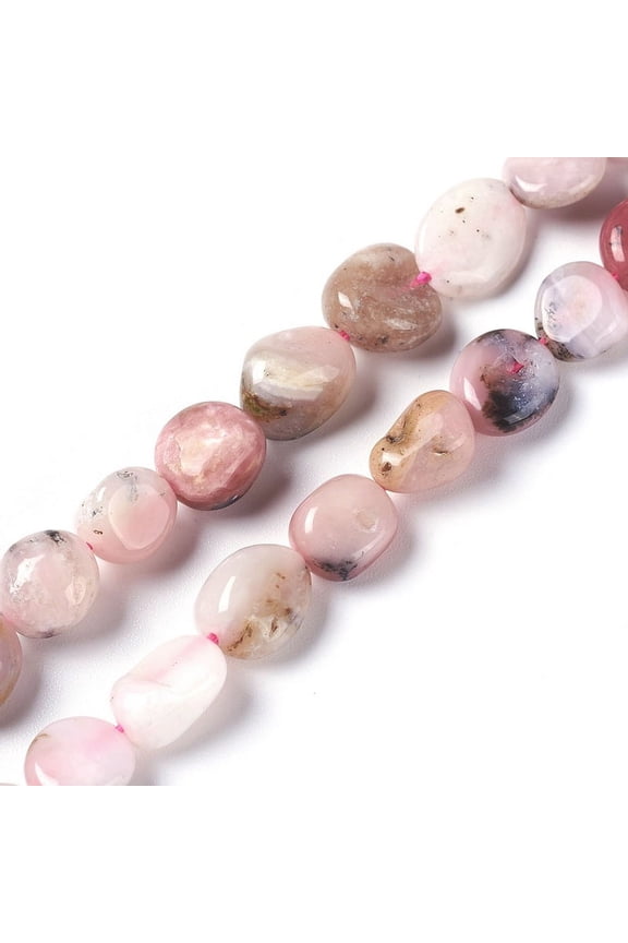 Pink Opal Beads Strands Tumbled Stone 8~12x7~9mm Hole: 1mm 40pcs/strand 15.7 inch(40cm)