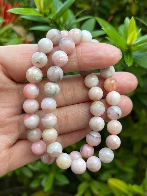 Pink Opal Crystal Bead Bracelet 8mm, Genuine Pink Opal Stretch Gemstone Bracelet, Healing Crystal Bracelet Bead Bracelet, Gift for Men & Women