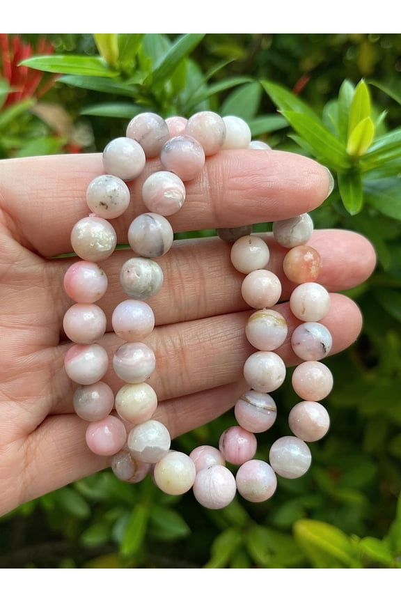 Pink Opal Crystal Bead Bracelet 8mm, Wholesale Genuine Pink Opal Stretch Gemstone Bracelet, Gift for Men & Women (1)