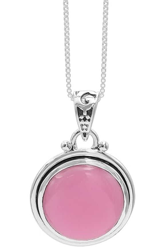 Pink Opal Pendant Necklace 925 Sterling Silver for Women with 18 Inches Box Chain