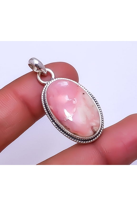 Pink Opal - Peru Gemstone 925 Sterling Silver Pendant 1.64" P_9303_95_27