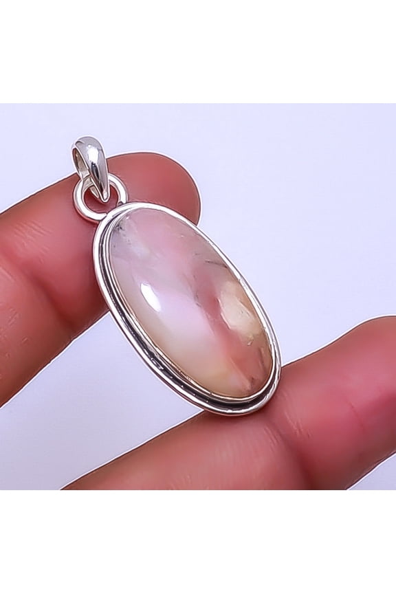 Pink Opal - Peru Gemstone 925 Sterling Silver Pendant 1.68" P_9303_95_5