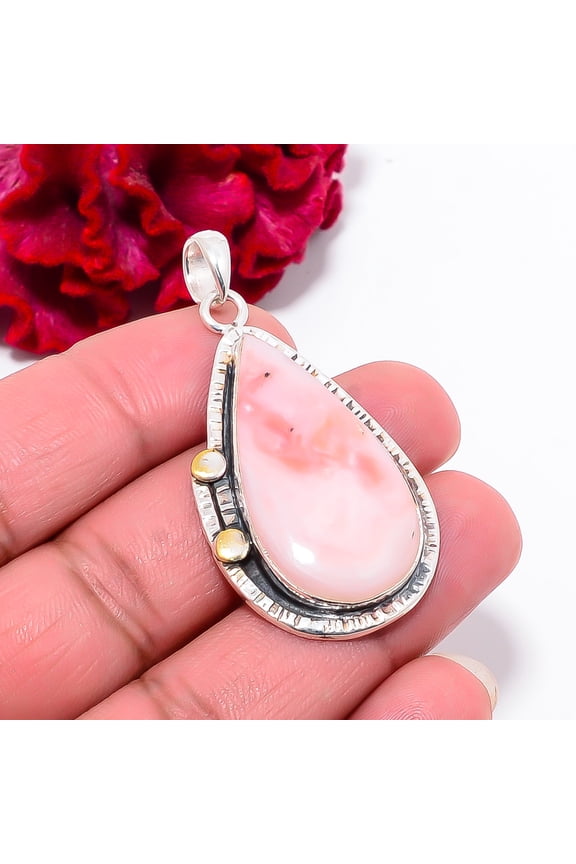 Pink Opal - Peru Gemstone 925 Sterling Silver Pendant 2.03" P101726, Christmas Gift