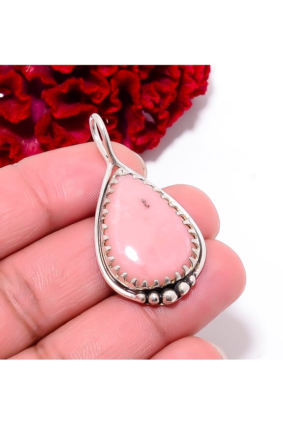 Pink Opal - Peru Gemstone Gemstone 925 Sterling Silver Pendant 1.76" P99410, Christmas Gift