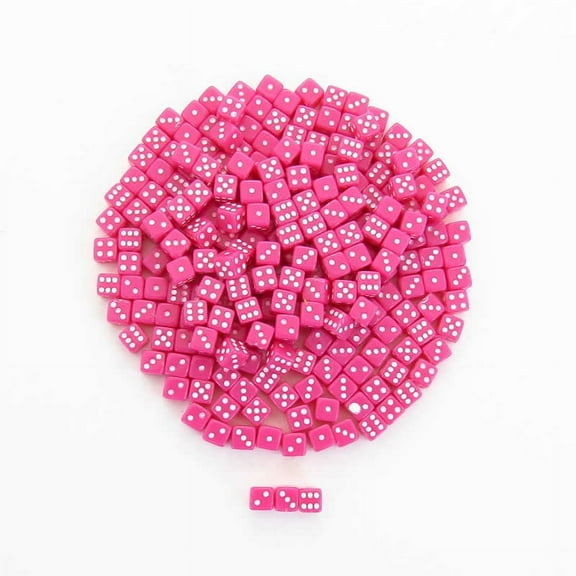 Pink Opaque Dice with White Pips D6 5mm (13/64in) Pack of 250 Koplow Games