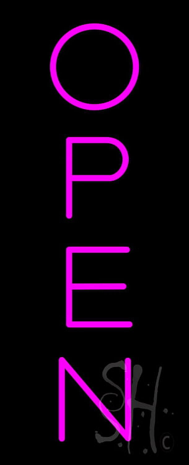 Pink Open Vertical LED Neon Sign 13 x 32 - inches, Clear Edge Cut ...