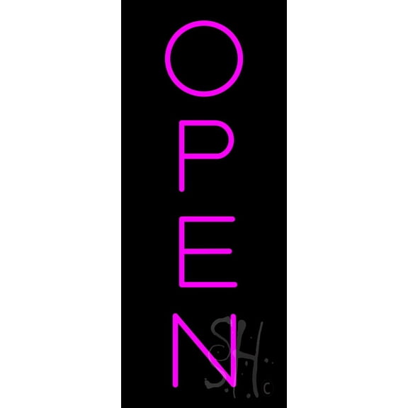 Pink Open Vertical LED Neon Sign 13 x 32 - inches, Clear Edge Cut Acrylic Backing, with Dimmer - Bright and Premium built indoor LED Neon Sign for storefront.
