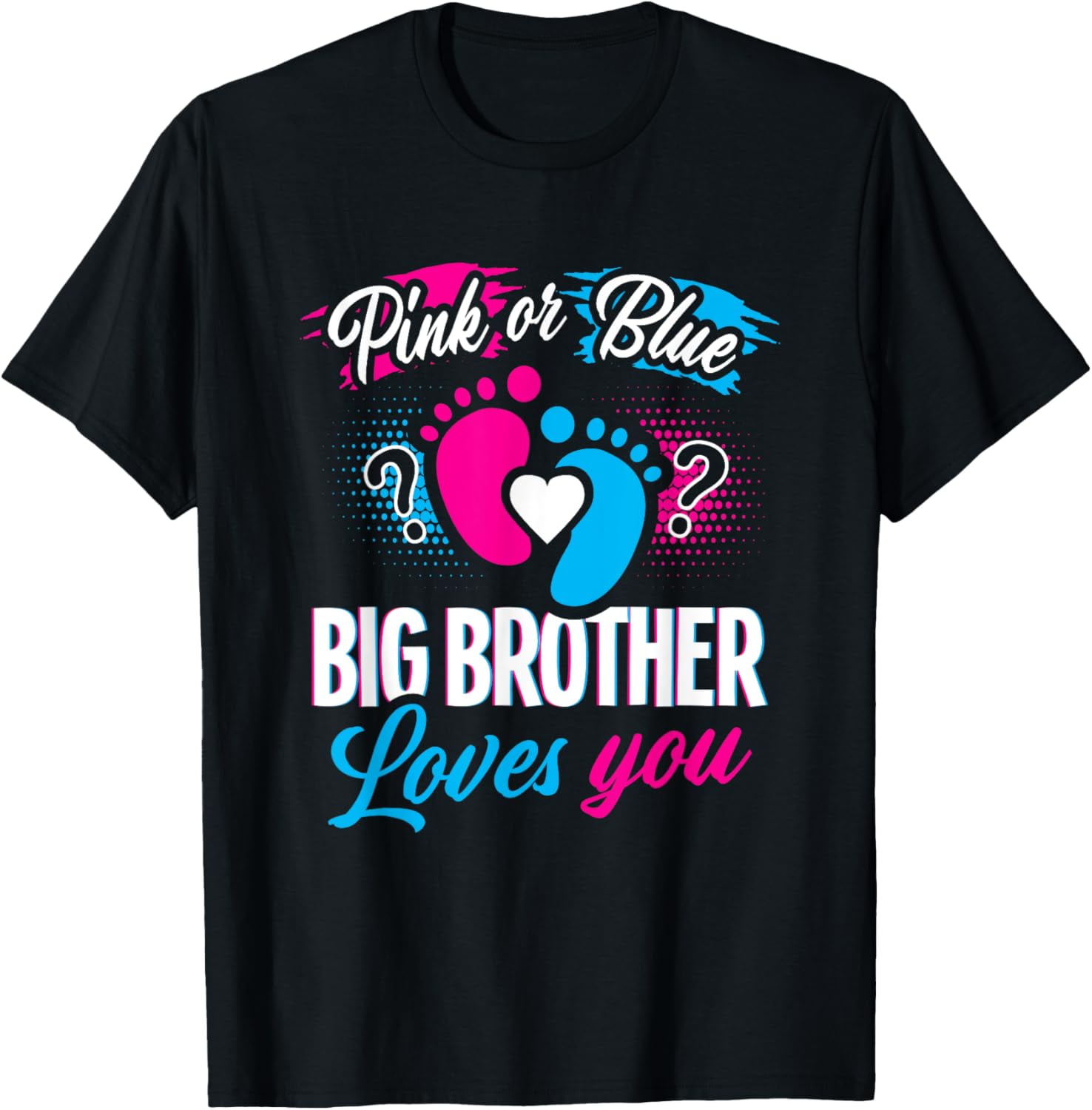 "Pink Or Blue Brother Loves You" Dog Shirt - Black, Large, 100% Cotton For Medium Breeds