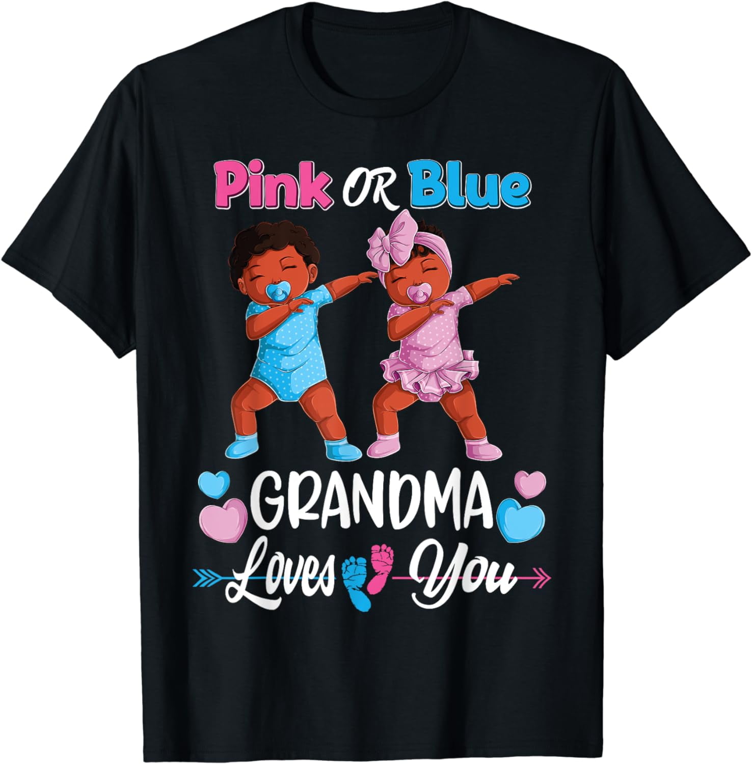 Pink Or Blue Grandma Loves You Black Baby Gender Reveal Men T-Shirt ...