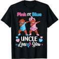 thumbnail image 1 of Pink Or Blue Uncle Loves You Black Baby Gender Reveal Party T-Shirt, 1 of 5