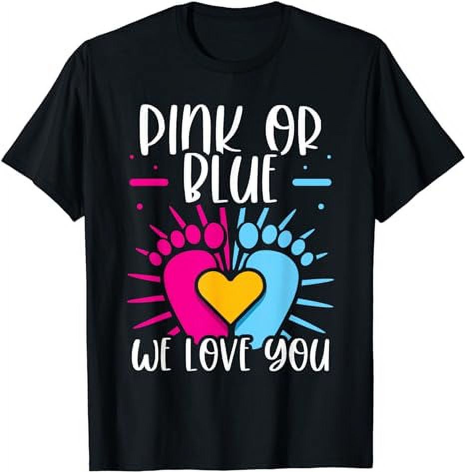 ‘Pink Or Blue? We Love You’ Gender Reveal Hunde-T-Shirt – Aus Baumwolle, Verstellbar, Viele Größen (Weiß, 4XL)