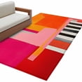 thumbnail image 1 of Pink Orange 3'x5' Washable Rug, Geometric Modern Abstract Oil Painting Non-Slip Area Rugs for Entryway Kitchen Classroom, Dorm Throw Carpet, Low Pile Soft Indoor Floor Mat, 1 of 9