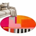 thumbnail image 1 of Pink Orange 3ft Area Rug, Geometric Modern Abstract Oil Painting Washable Non-Slip Small Round Rugs for Entryway Bedroom Kitchen, Soft Circle Carpet for Dining Room, Playroom Nursery Rug, 1 of 9