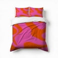 thumbnail image 1 of Pink Orange Abstract Wavy Design Bedding Set 3 Pcs Soft Microfiber Quilt Cover For Bedroom Decor, Comforter Cover With 2 Pillowcase, 1 of 5